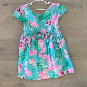 Lilly Pulitzer Aqua and Pink Floral Kids Dress